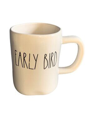 Rae Dunn Early Bird Coffee Tea 16oz White Mug - New